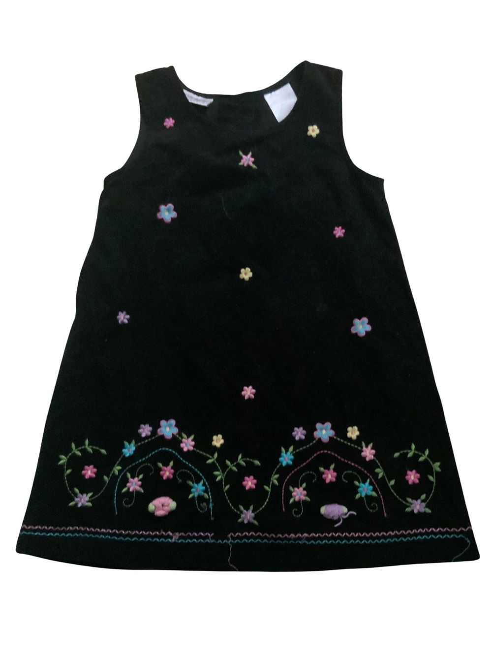 BLUEBERI BOULEVARD Girls Dress Black with Embroidered Flowers Size 5